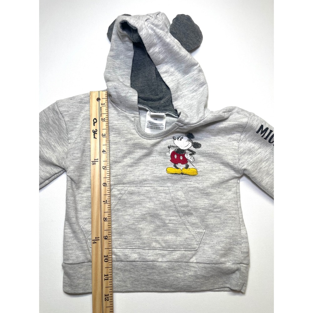 Disney Baby Mickey Mouse Gray Hoodie 3D Ears Sweatshirt 12M 0405 - Picture 5 of 6